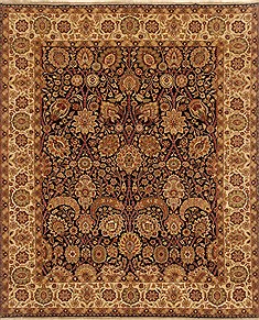 Indian Tabriz Black Rectangle 8x10 ft Wool Carpet 19503