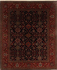 Indian Tabriz Black Rectangle 8x10 ft Wool Carpet 19506