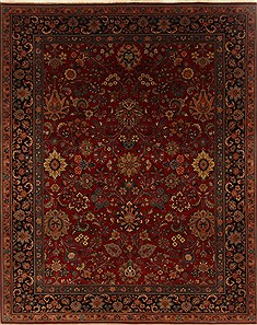 Indian sarouk Red Rectangle 8x10 ft Wool Carpet 19507