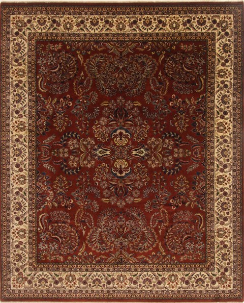 Sarouk Red Hand Knotted 81 X 100 Area Rug 250-19509 Image 0