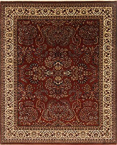 Indian sarouk Red Rectangle 8x10 ft Wool Carpet 19509