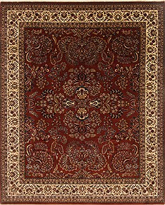 Indian sarouk Red Rectangle 8x10 ft Wool Carpet 19509
