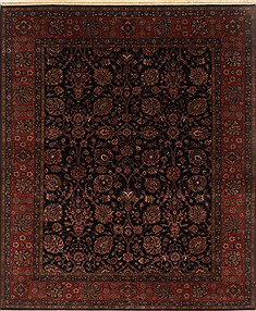 Indian Tabriz Blue Rectangle 8x10 ft Wool Carpet 19510