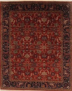 Indian Kashan Red Rectangle 8x10 ft Wool Carpet 19514
