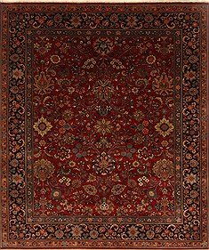 Indian sarouk Red Rectangle 8x10 ft Wool Carpet 19517