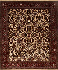 Indian Kashmar Beige Rectangle 8x10 ft Wool Carpet 19518