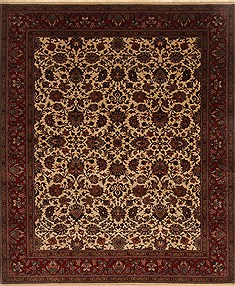 Indian Kashmar Beige Rectangle 8x10 ft Wool Carpet 19518