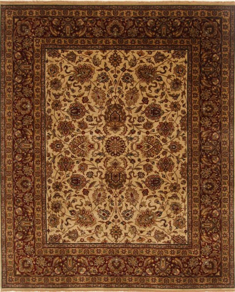 Kashan Beige Hand Knotted 80 X 100  Area Rug 250-19519 Image 0