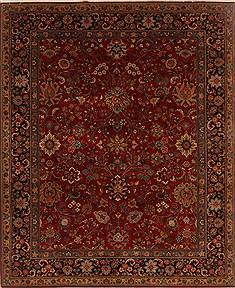 Indian sarouk Red Rectangle 8x10 ft Wool Carpet 19522