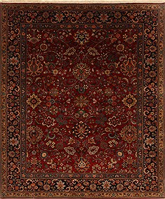 Indian sarouk Red Rectangle 8x10 ft Wool Carpet 19523