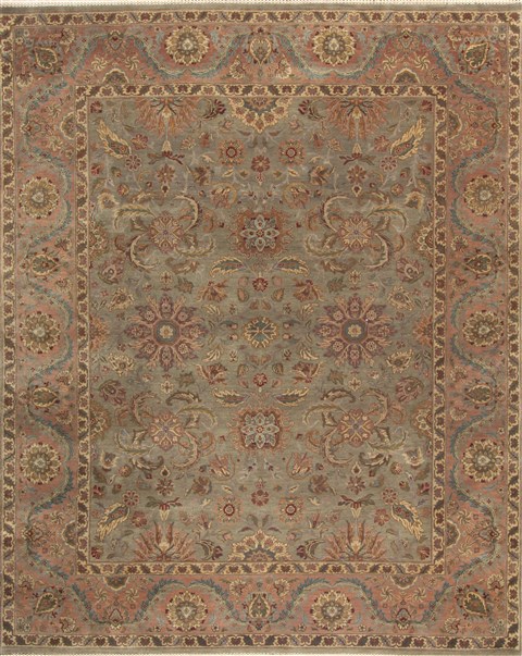Jaipur Green Hand Knotted 81 X 102  Area Rug 300-19528 Image 0