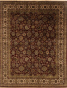 Indian Kashan Red Rectangle 8x10 ft Wool Carpet 19533