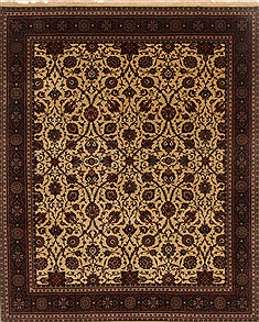 Indian Mashad Beige Rectangle 8x10 ft Wool Carpet 19538