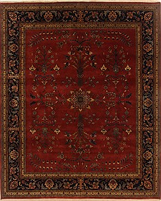 Indian sarouk Red Rectangle 8x10 ft Wool Carpet 19554