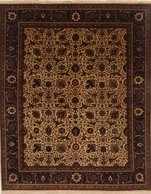 Tabriz Beige Hand Knotted 82 X 102 Area Rug 250-19557 Image 0
