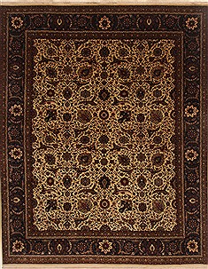 Indian Tabriz Beige Rectangle 8x10 ft Wool Carpet 19557