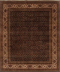 Indian Herati Black Rectangle 8x11 ft Wool Carpet 19559