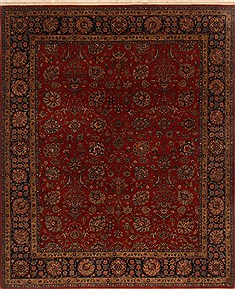 Indian Tabriz Red Rectangle 8x10 ft Wool Carpet 19563
