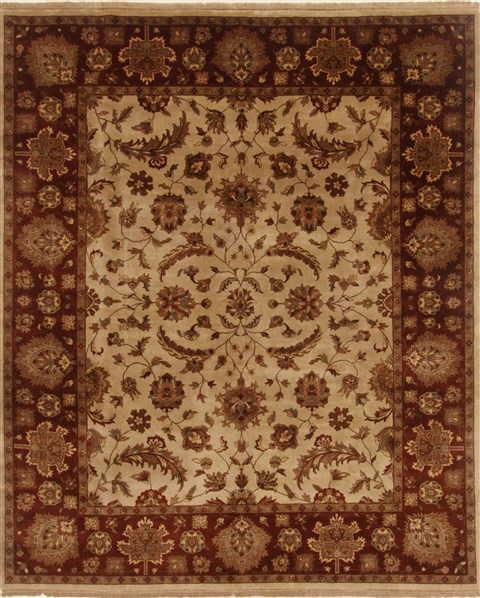 Kashan Beige Hand Knotted 711 X 911 Area Rug 250-19566 Image 0