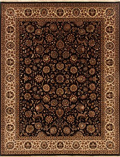 Indian Kashan Black Rectangle 8x10 ft Wool Carpet 19570