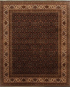 Indian Herati Black Rectangle 8x10 ft Wool Carpet 19581