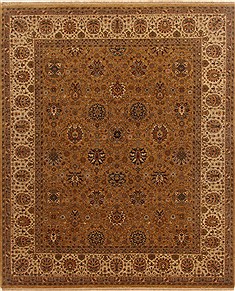 Indian Tabriz Brown Rectangle 8x10 ft Wool Carpet 19584