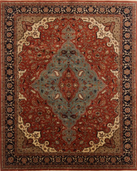 Kashan Red Hand Knotted 711 X 911  Area Rug 250-19587 Image 0