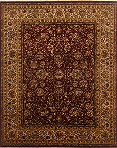 Indian Kashan Red Rectangle 8x10 ft Wool Carpet 19589