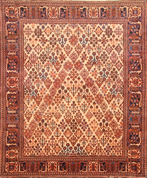 Joshaghan Beige Square Hand Knotted 71 X 86  Area Rug 100-19598 Image 0