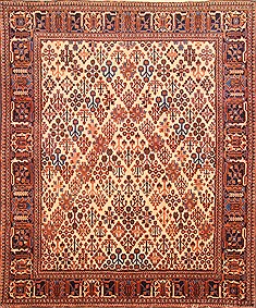 Persian Joshaghan Beige Square 7 to 8 ft Wool Carpet 19598