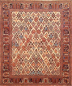 Persian Joshaghan Beige Square 7 to 8 ft Wool Carpet 19598