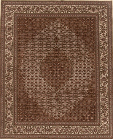 Tabriz Beige Hand Knotted 81 X 101 Area Rug 250-19618 Image 0