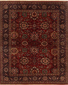 Indian Tabriz Red Rectangle 8x10 ft Wool Carpet 19633