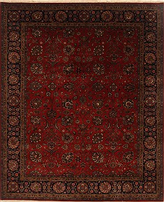 Indian Tabriz Red Rectangle 8x10 ft Wool Carpet 19635