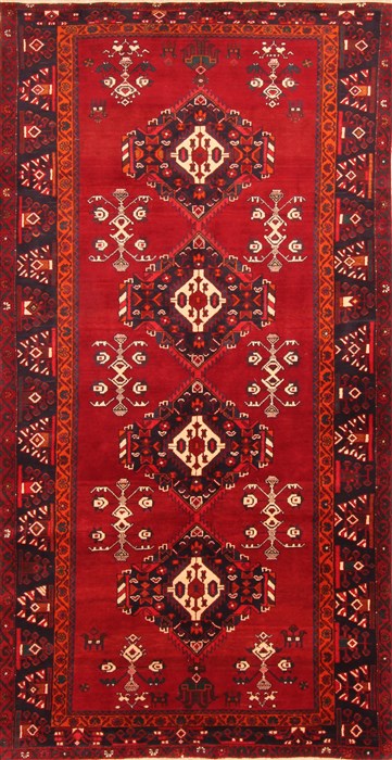 Hamedan Red Hand Knotted 410 X 95  Area Rug 100-19637 Image 0