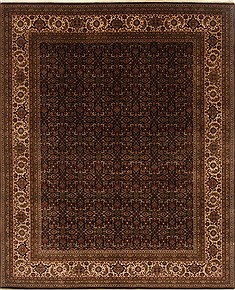 Indian Herati Black Rectangle 8x10 ft Wool Carpet 19646