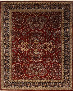 Indian sarouk Red Rectangle 8x10 ft Wool Carpet 19649