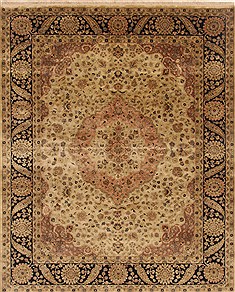 Indian Tabriz Beige Rectangle 8x11 ft Wool Carpet 19652