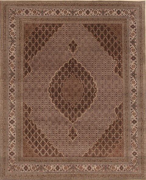 Tabriz Beige Hand Knotted 80 X 911 Area Rug 250-19657 Image 0