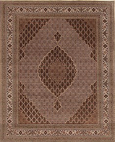 Indian Tabriz Beige Rectangle 8x10 ft Wool Carpet 19657