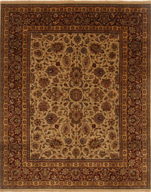 Kashan Beige Hand Knotted 82 X 100 Area Rug 250-19663 Image 0