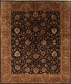 Indian Mashad Black Rectangle 8x10 ft Wool Carpet 19666