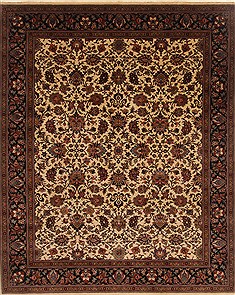 Indian Kashmar Beige Rectangle 8x10 ft Wool Carpet 19671