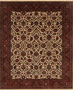 Indian Kashmar Beige Rectangle 8x10 ft Wool Carpet 19674