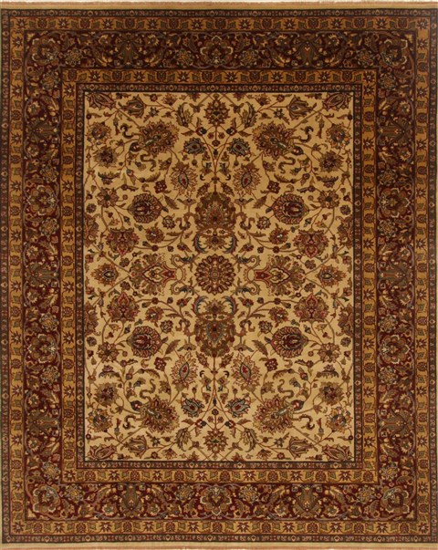 Kashan Beige Hand Knotted 711 X 911  Area Rug 250-19675 Image 0