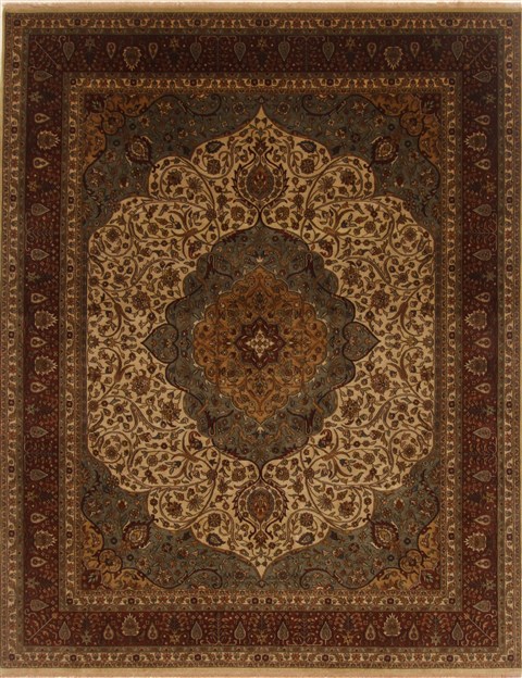 Tabriz Beige Hand Knotted 711 X 102 Area Rug 250-19679 Image 0