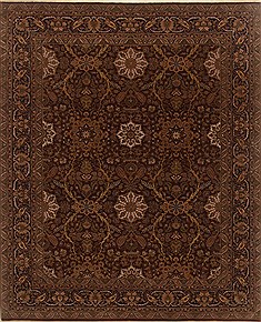 Indian Mashad Brown Rectangle 8x10 ft Wool Carpet 19684