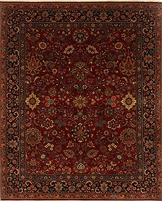 Indian sarouk Red Rectangle 8x10 ft Wool Carpet 19689