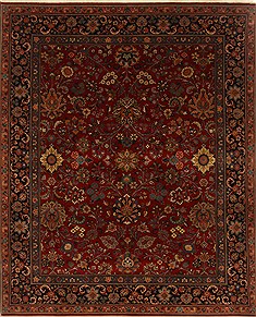 Indian sarouk Red Rectangle 8x10 ft Wool Carpet 19689