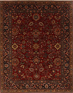 Indian sarouk Red Rectangle 8x10 ft Wool Carpet 19694